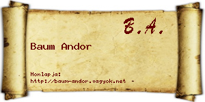 Baum Andor névjegykártya